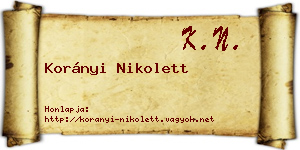 Korányi Nikolett névjegykártya